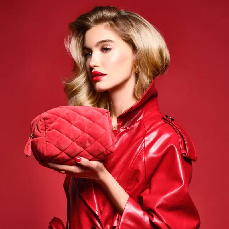 Red Velvet Cosmetic Bag | VELVET COSMETIC BAG RED